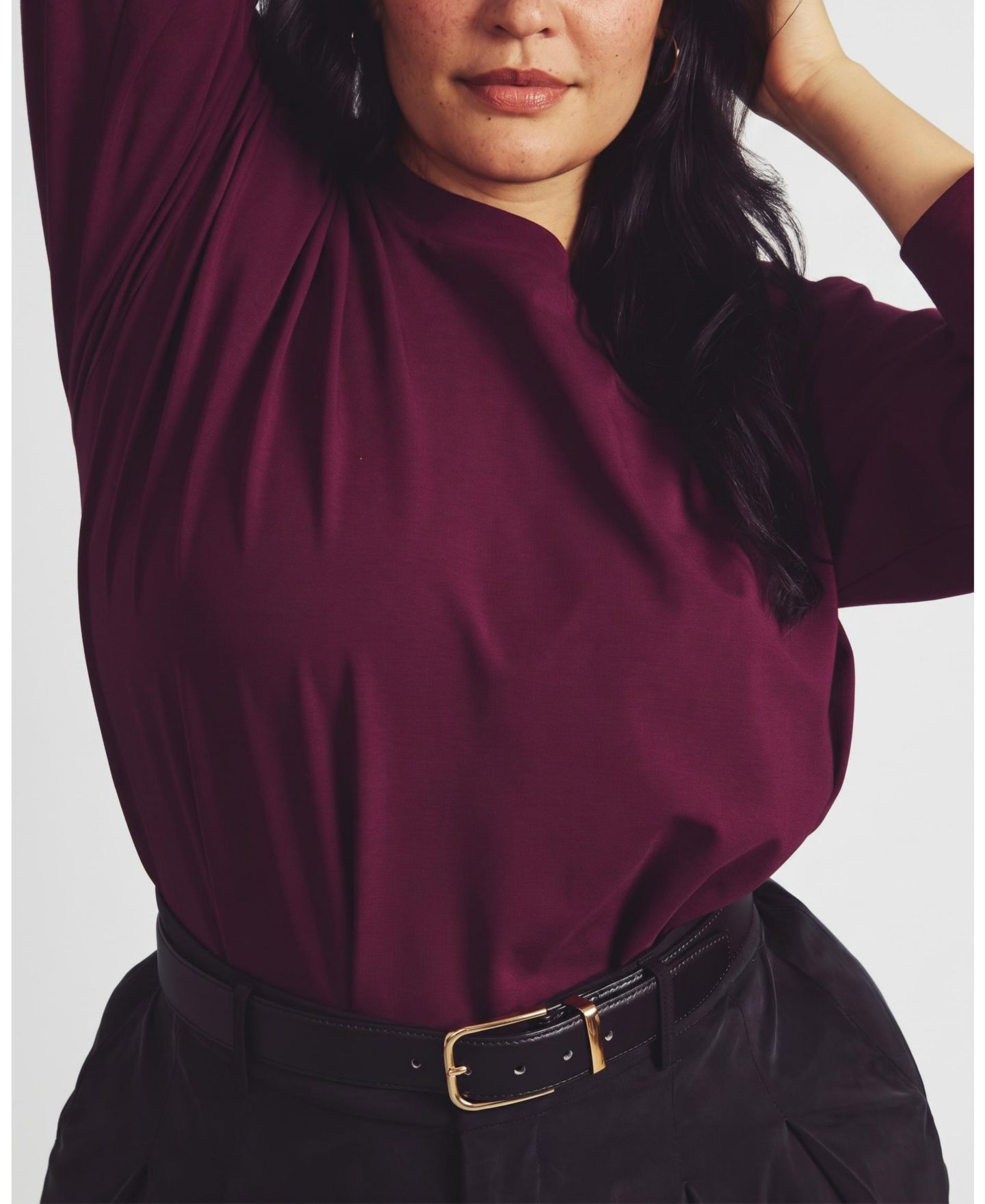 Женская футболка Universal Standard Plus Size Long-Sleeve Drop-Shoulder Crewneck, цвет: Acai — фото 5