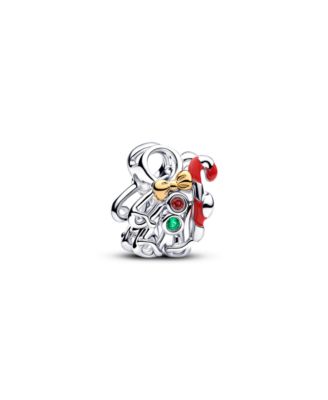 Sterling Red and Green Crystals Gingerbread Man Openwork Charms