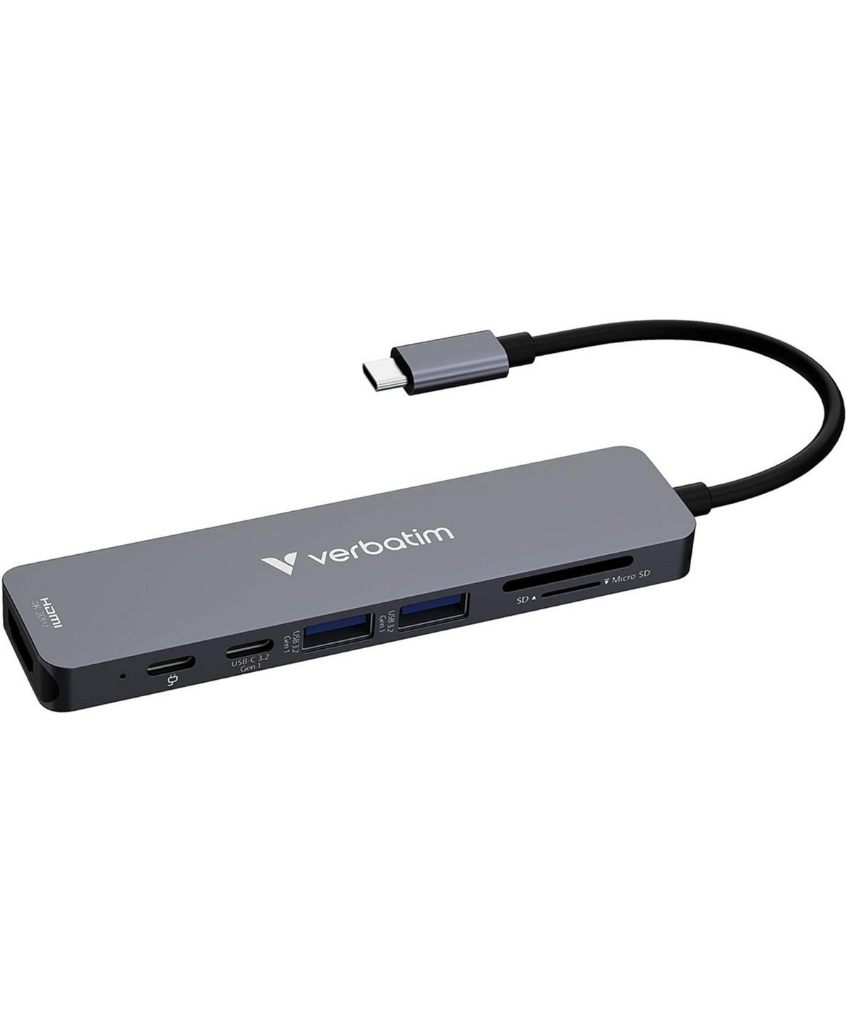 Verbatim USB-C Essentials Multiport Hub - 7 Ports - for Camera - Charging Capability - Memory Card Reader - SD, microSD - USB Type C - 4K @30Hz -...