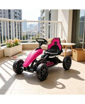 Kids Pedal Go Kart with Swing Axle, Shock-Absorbing Wheels & Adjustable Positioning, Ages 3-8