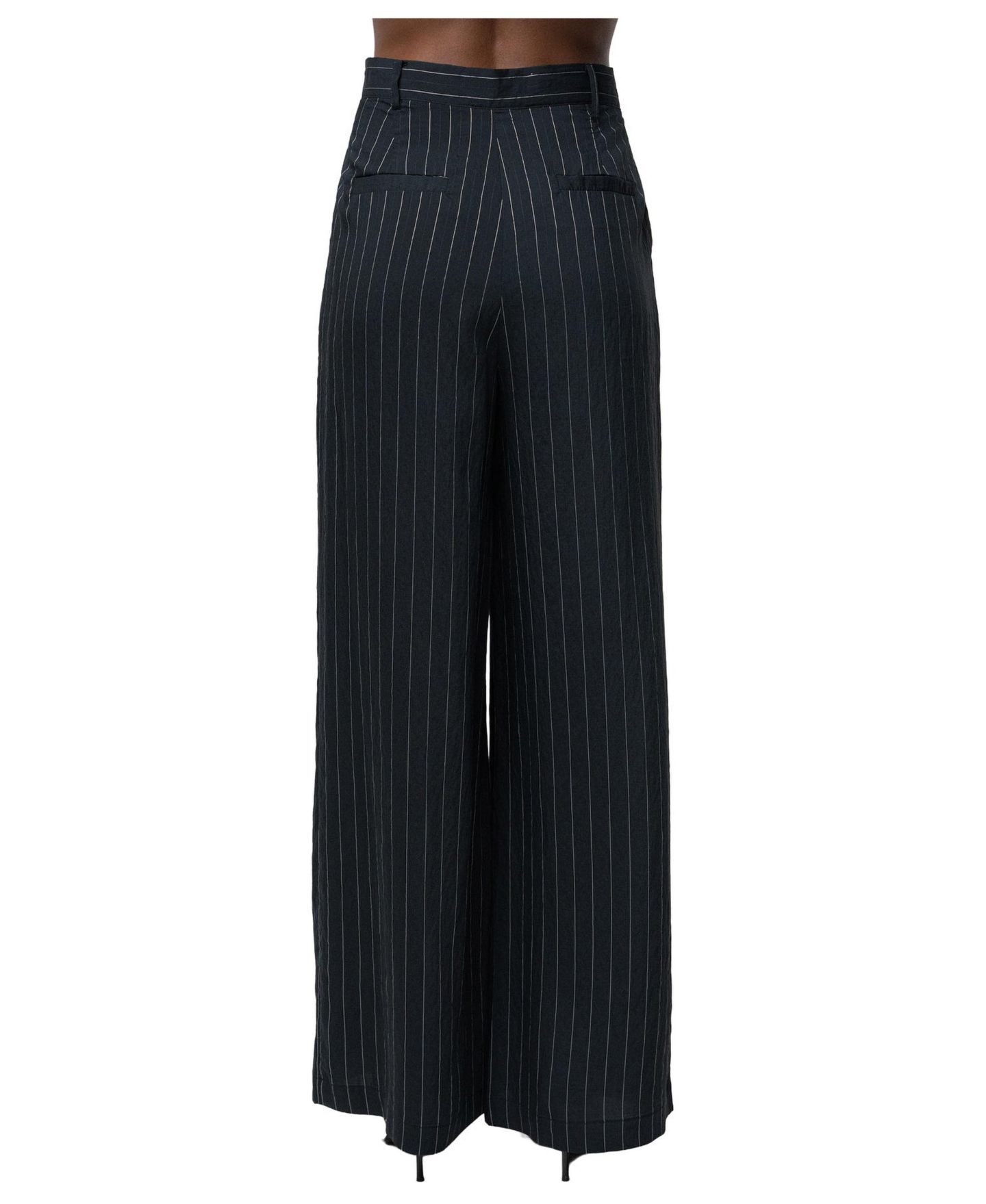 Женские брюки JLUXLABEL Social Club Pinstripe Wide-Leg, цвет: Чёрный — фото 3