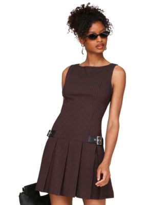 Women's Boat-Neck Sleeveless Short Fit & Flare Dress