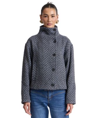 Women's Short Funnel Neck Wool Coat