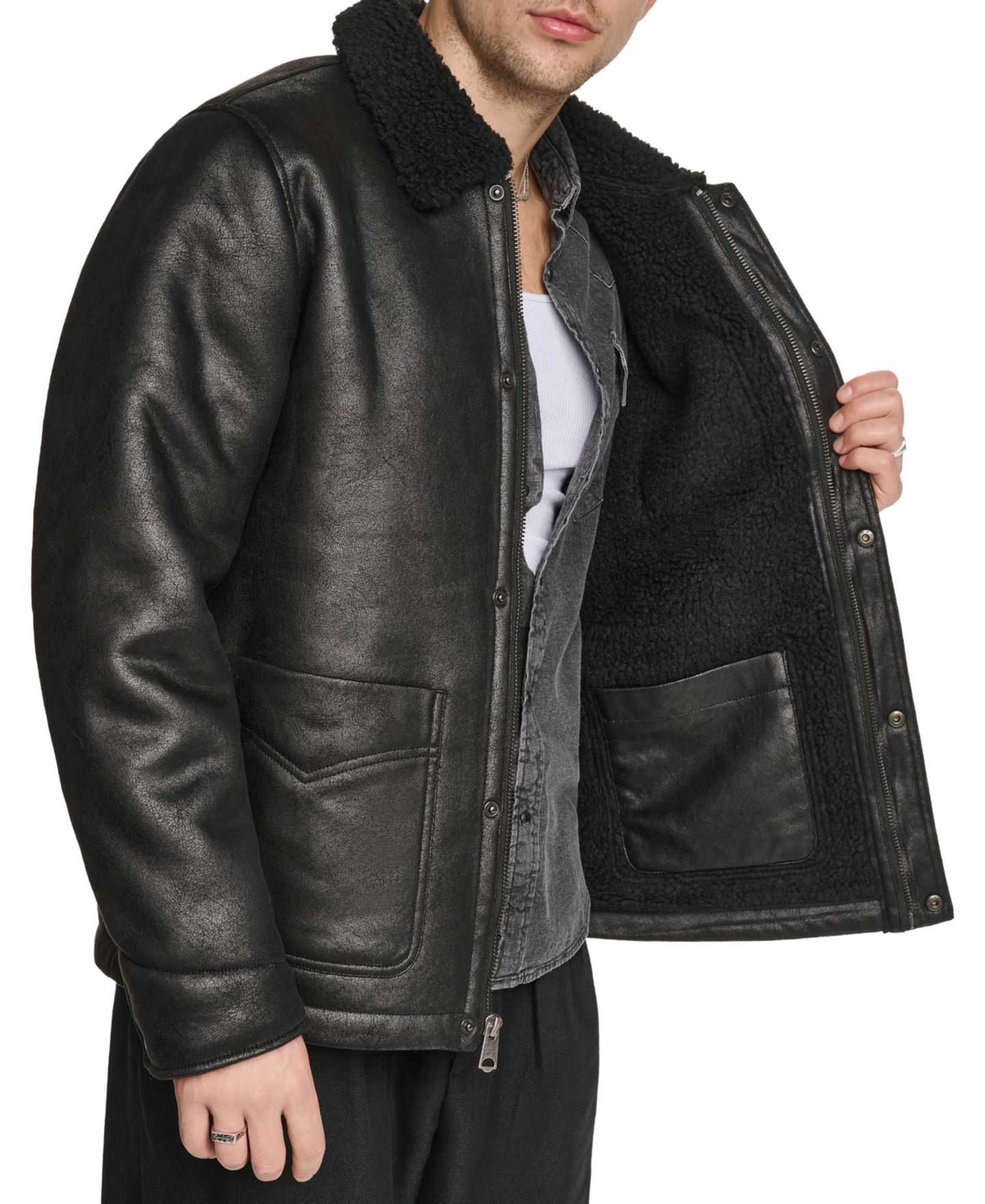 Мужская куртка Levi's Shearling Classic-Fit Ranch, цвет: Чёрный — фото 5