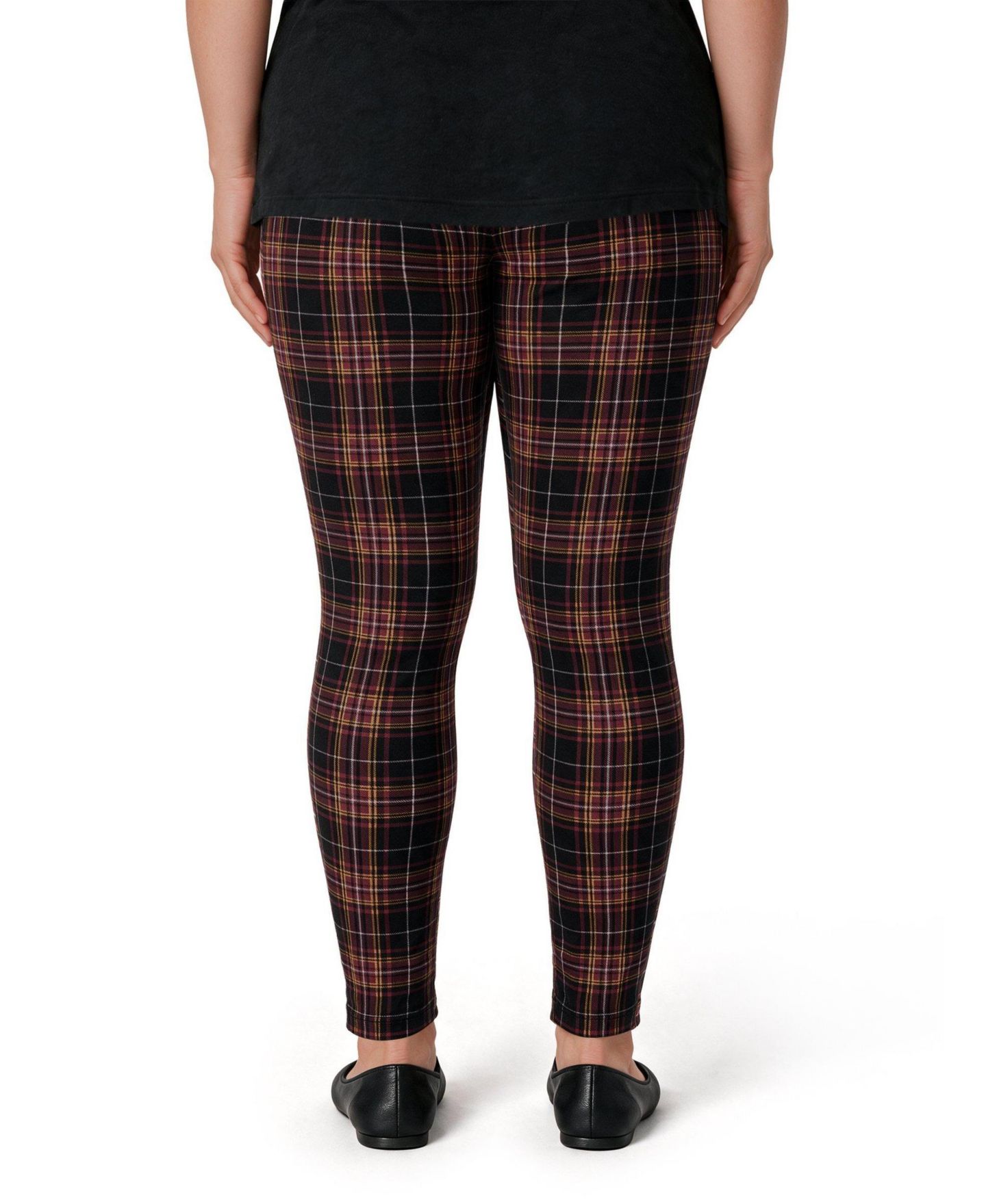 Женские леггинсы Torrid Plus Size High-Rise Tapered-Leg Pockets Cotton-Blend, цвет: Клетчатый чёрный — фото 5