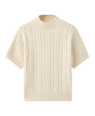 Women's Short-Sleeved Braided Sweater