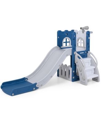Toddler Slide Playground with Basketball Hoop, Climber & Telescope, 66 lb Capacity, Ages 1-3