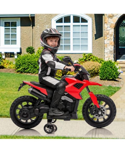 Детская игрушка homfan Large Electric Motorcycle Battery-Powered Gentle Start, 66 Lb. Capacity, от 4 лет, цвет: Красный