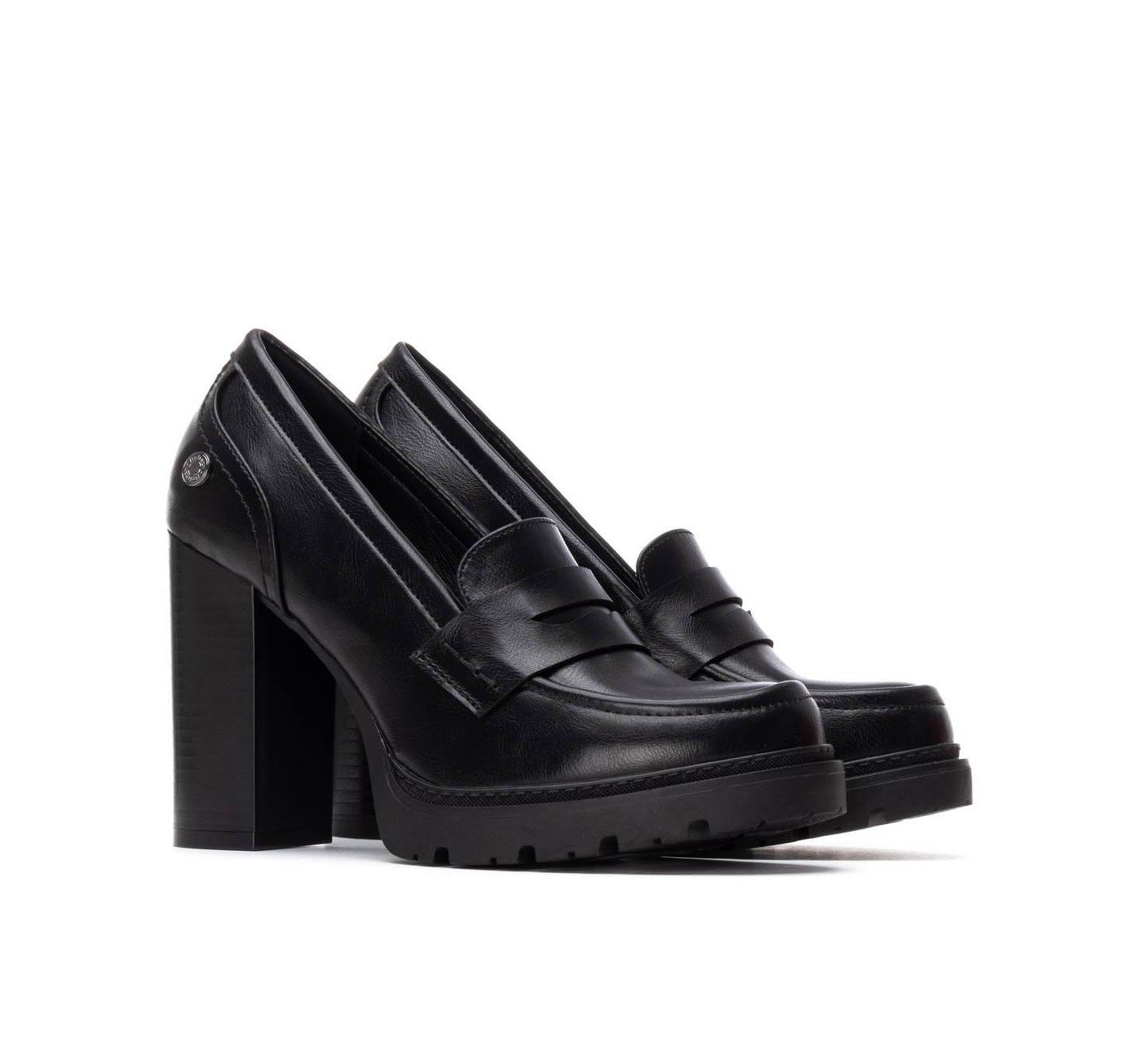 Женские туфли XTI Refresh Block Heel Round Toe Moccasins, цвет: Чёрный — фото 4