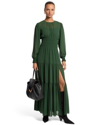Women's Long-Sleeve Smocked Maxi Dress
