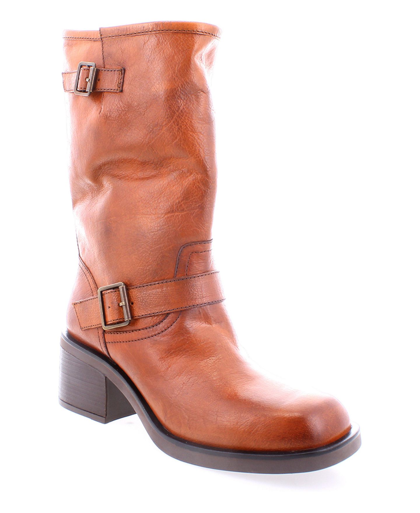 Женские ботинки Roan Cite Square-Toe Block-Heel Mid-Calf, цвет: Коричневый — фото 1
