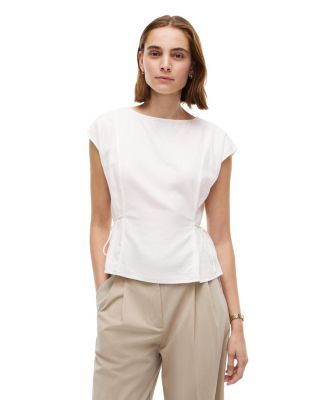 Women's Linen-Blend Cropped Tie-Side Top