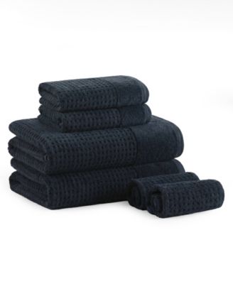 Spa Waffle Jacquard Luxury Combed Cotton Bath Towel Set, 6-Piece Set