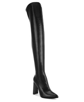 Amayara Over-the-Knee Pointed-Toe Stretchable Faux Leather Boots