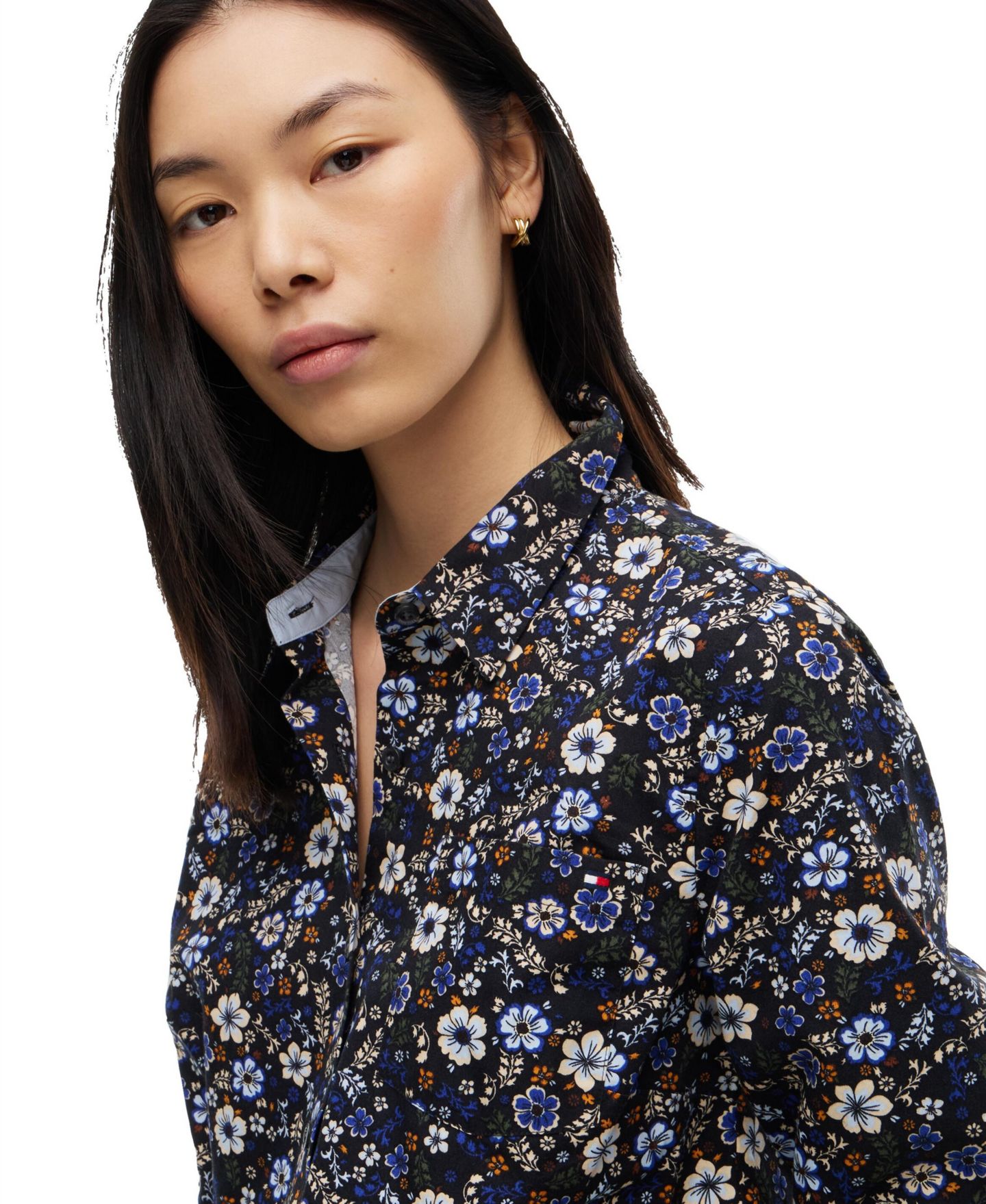 Женская рубашка Tommy Hilfiger Printed Button-Front Roll-Tab, цвет: С принтом экрю / Зелёный — фото 6
