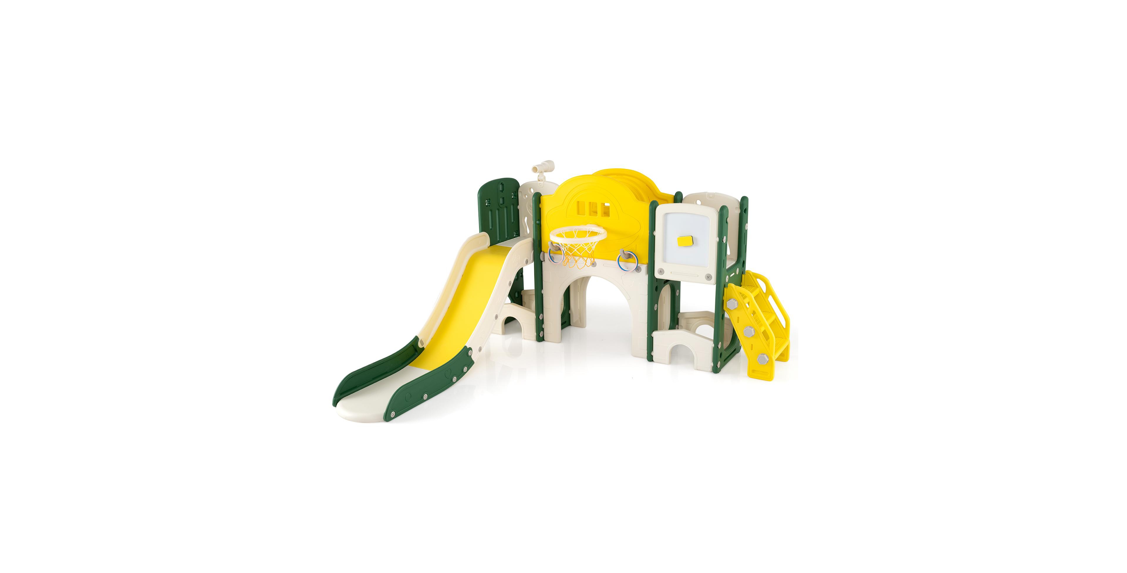 Mecale 10-in-1 Slide and Climber with Basketball Hoop Indoor Playground, Ages 1-3