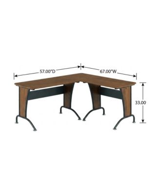 L-Shaped Office Desk With Inline Team Configuration And Keyboard Shelf