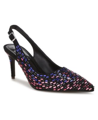 Lutina Rhinestone-Embellished Pointed-Toe Slingback Pumps