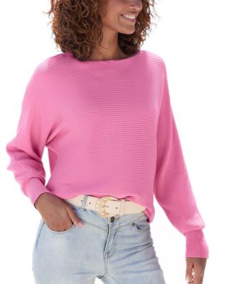 Women's Boat-Neck Dolman-Sleeve Ribbed-Knit Sweater