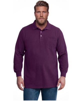 Men's Long-Sleeve Shrink-Less Cotton Polo Shirt