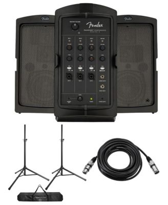 Passport Conference Series 2 175W Bluetooth PA System with Turnstile Audio Height-Adjustable Speaker Stands & Carry Bags Bundle