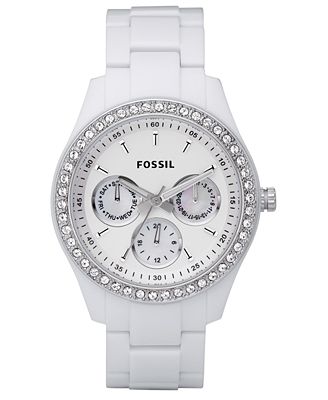 Fossil Women's Stella White Resin Bracelet Watch 37mm ES1967 - Watches ...