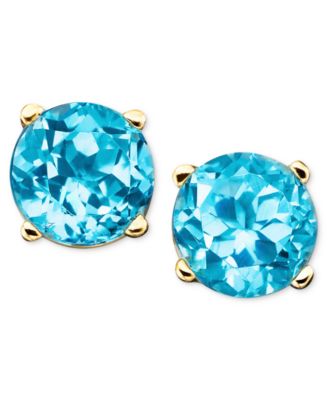 Macy's - 14k Gold Blue Topaz Stud Earrings