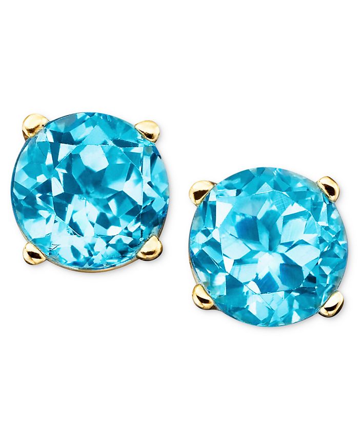 Macy's 14k Gold Blue Topaz Stud Earrings Macy's