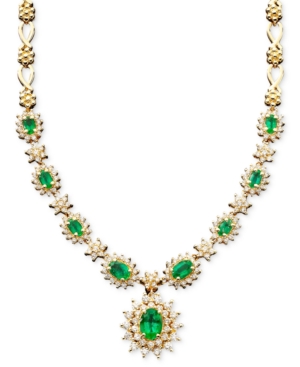 image of Royalty Inspired by Effy Emerald (3-3/8 ct. t.w.) and Diamond (1-2/3 ct. t.w.) Necklace in 14k White Gold, Created for Macy-s (Also Available in Sapphire)
