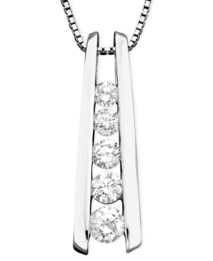 image of Five-Stone Diamond Journey Pendant Necklace in 14k Yellow, White or Rose Gold (1 ct. t.w.)