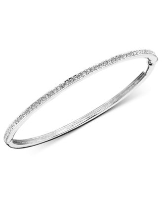 Danori Bracelet, Silver-Tone Thin Crystal Bangle