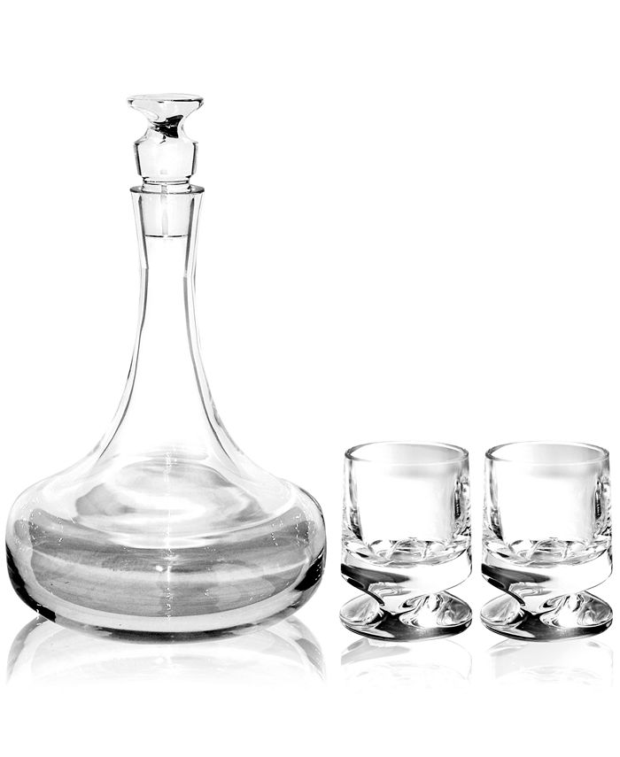 Nambé Nambe Set of 2 Groove Double Old Fashioned Glasses with Decanter