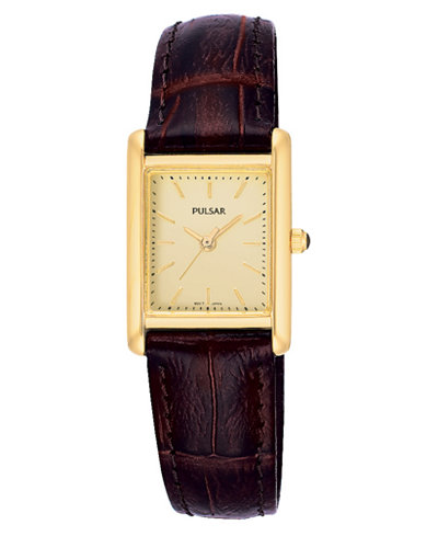 Pulsar Watch, Women's Brown Leather Strap PTC386