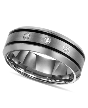 image of Triton Tungsten Ring, Diamond Wedding Band (1/10 ct. t.w.)