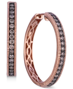 image of Le Vian Chocolate Diamond Hoop Earrings in 14k Rose Gold (5/8 ct. t.w.)