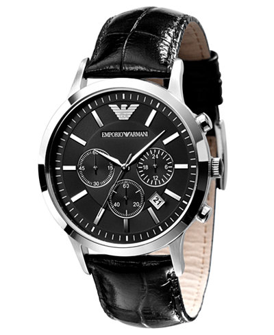 Emporio Armani Watch, Men's Black Leather Strap AR2447