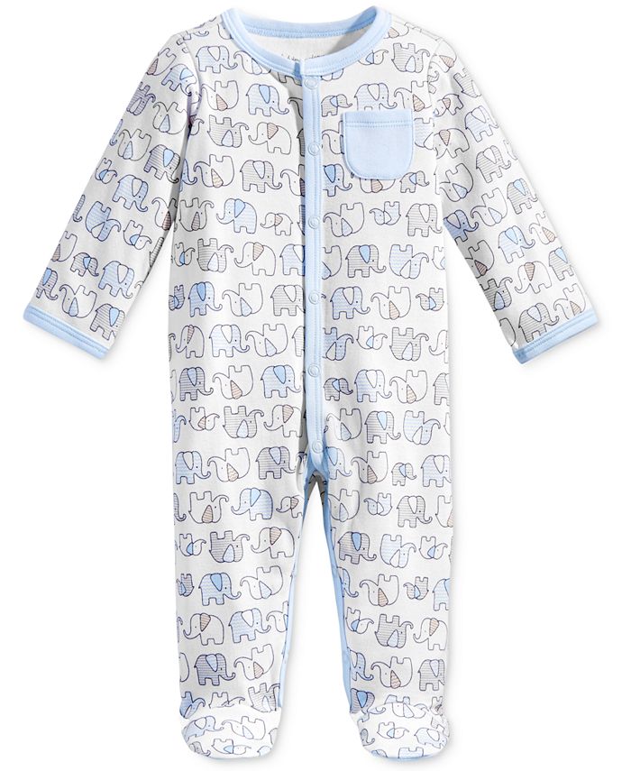 First Impressions Baby Boys 1-Pc. Elephant-Print Footed Coverall ...