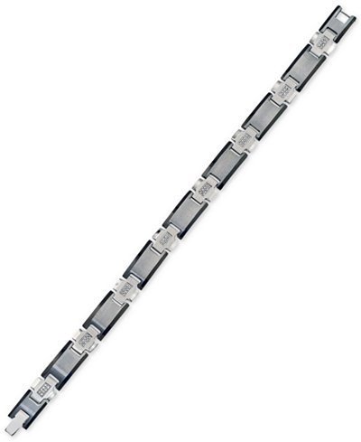 Esquire Men's Jewelry Diamond Link Bracelet (1/4 ct. t.w.) in Stainless Steel and Tungsten