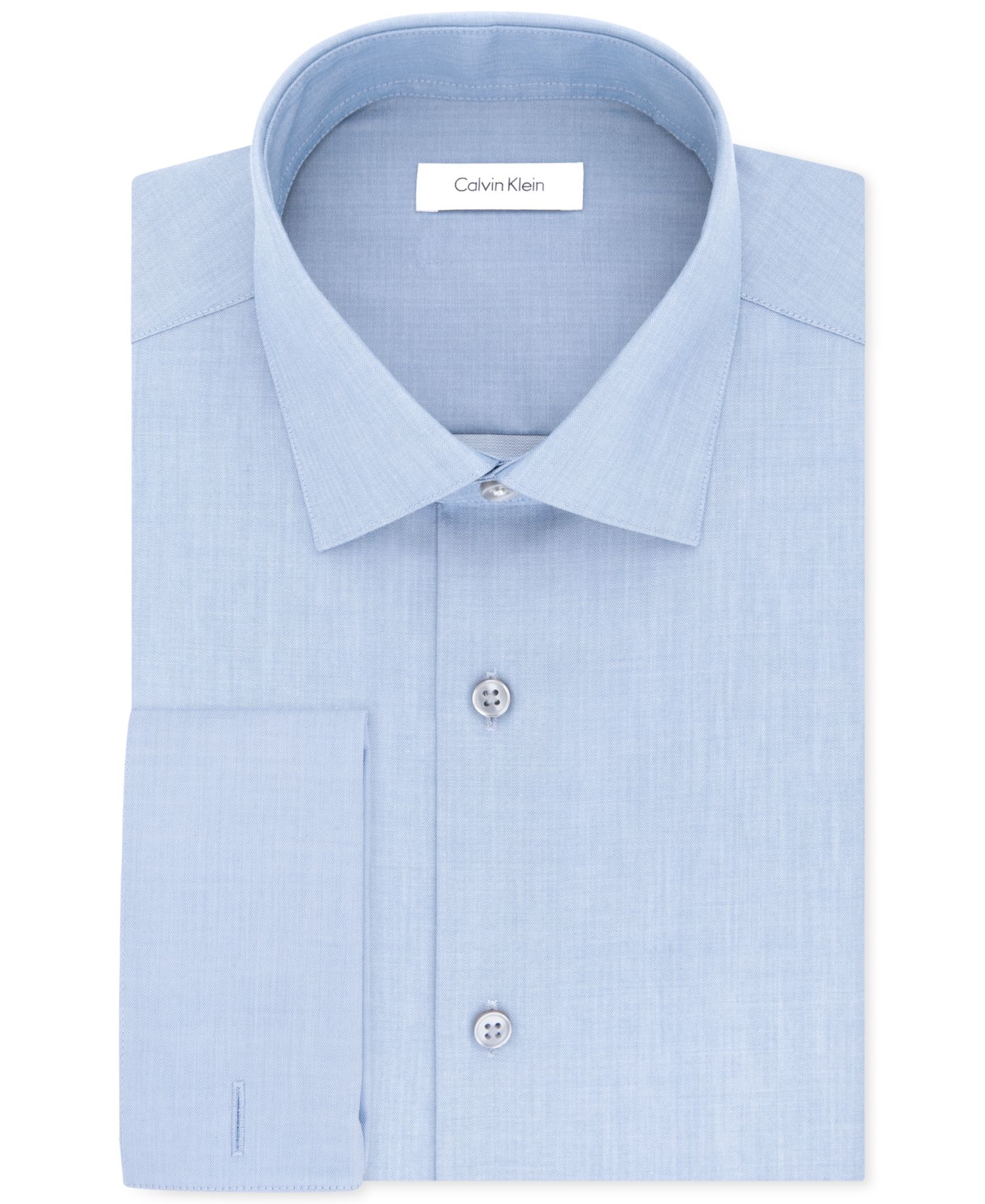 Calvin Klein Men's Slim-Fit Non-Iron Herringbone French Cuff Dress Shirt