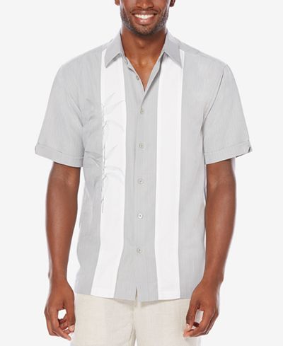 Cubavera Men's Big and Tall Bamboo Texture Vertical Panel Shirt