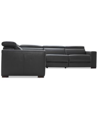 Nevio 5-pc Leather "L" Sectional with 3 Power Recliners, Created for Macy's