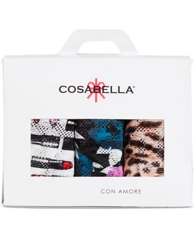 Cosabella Printed Weekender 3-Pack Low Rise Lace Thongs WKPPK3321