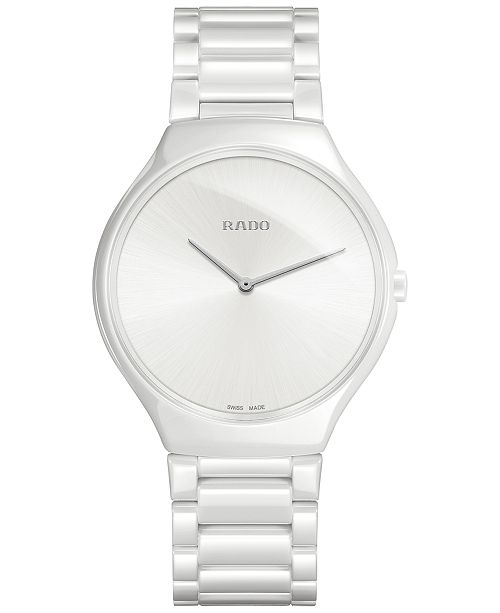 Rado Unisex Swiss True Thinline White Ceramic Bracelet Watch 39mm R27957012 Reviews All Fine Jewelry Jewelry Watches Macy S