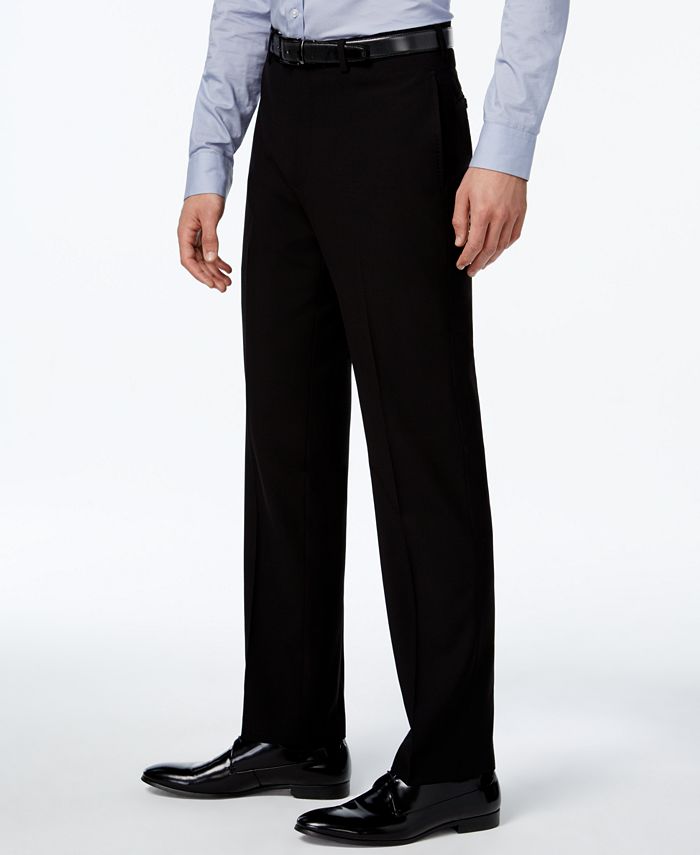 Calvin Klein Men's Slim-Fit Black Herringbone Dress Pants - Macy's