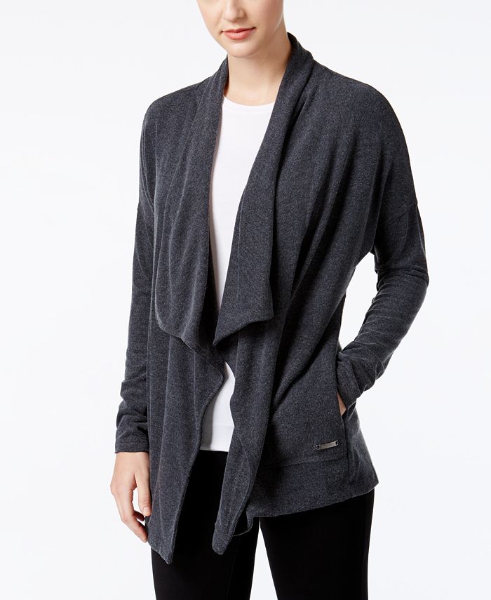 Bejaarden Plak opnieuw monteren Calvin Klein Brushed Open-Front Cardigan & Reviews - Sweaters - Women -  Macy's