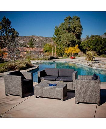 Noble House - Listyn Outdoor Sofa Set, Direct Ship