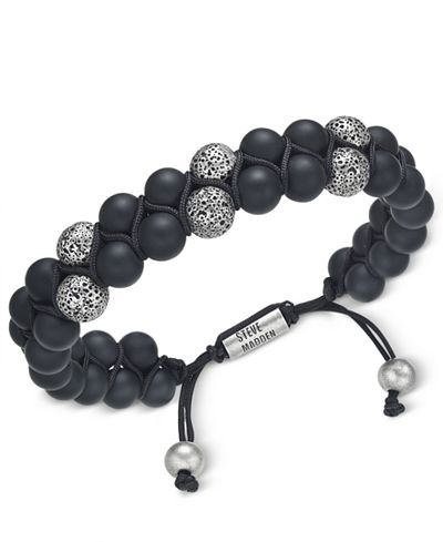 Steve Madden Men's Beaded Double-Strand Bracelet