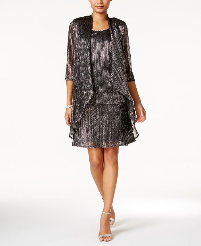 R & M Richards Women's Embellished Dress & Duster Jacket Blue Size 16