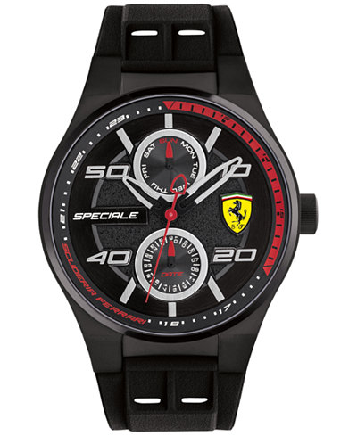 Ferrari Men's Speciale Black Silicone Strap Watch 44mm 0830356