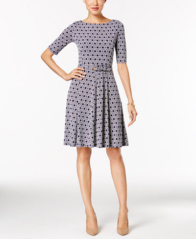 Charter Club Elbow-Sleeve Fit & Flare Dress, Only at Macy's